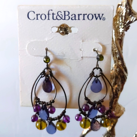 Croft & Barrow Double Hoops Bead Drop Earrings - Picture 3 of 6